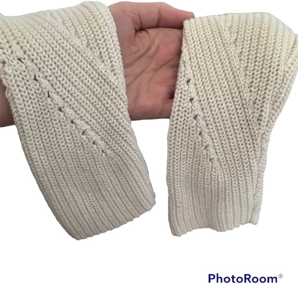 LUCKY BRAND s.S Back Lace Pullover Sweater 100% Cotton Knit Cream - Picture 5 of 7